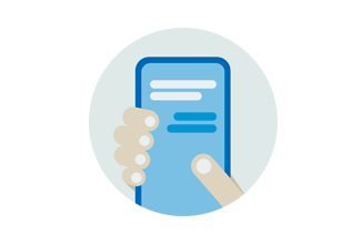 icono mano con móvil